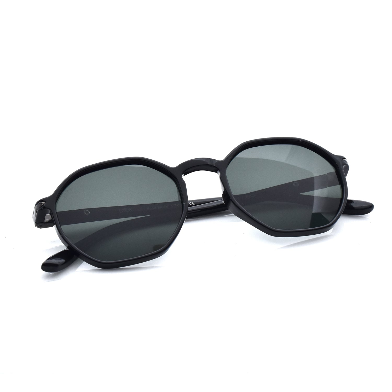 Santorini Black — نظارات Looklight — زاوية جانبية — عدسة خضراء G15