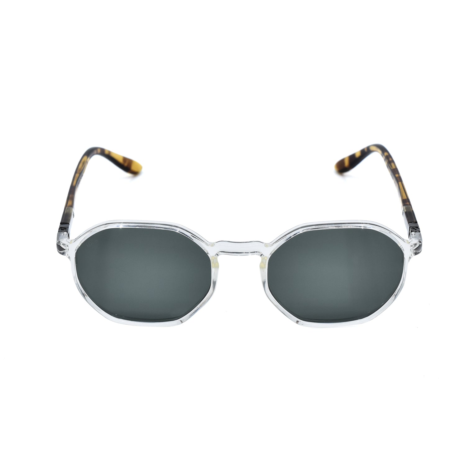 Santorini Crystal Amber — نظارات Looklight — تفاصيل الإطار الشفاف الدافئ