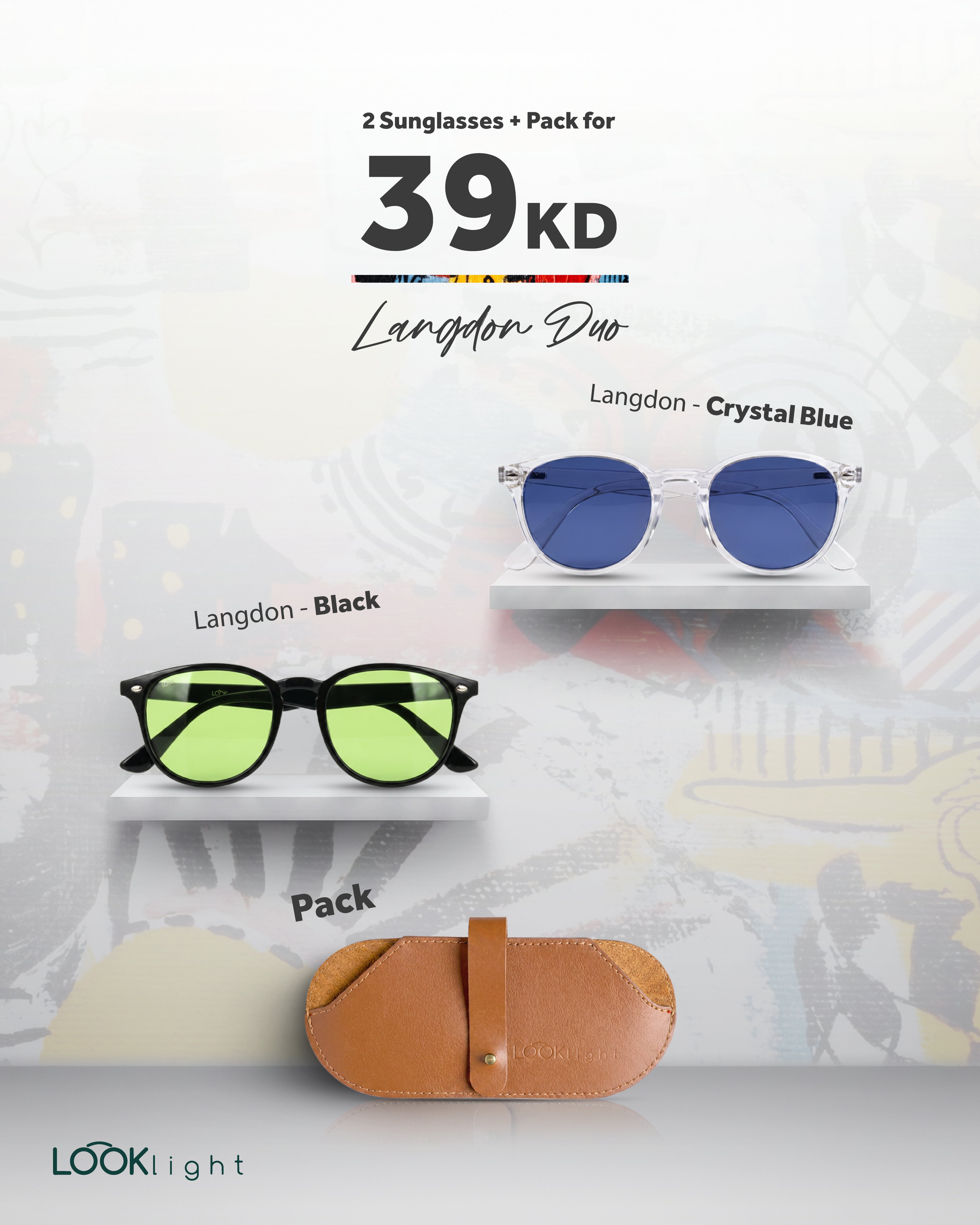 Langdon Duo — إطار واسع بتونَين أسود