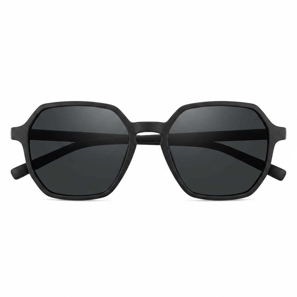 Francisco Matte Black — نظارات Looklight — Front View 0° — خلفية بيضاء