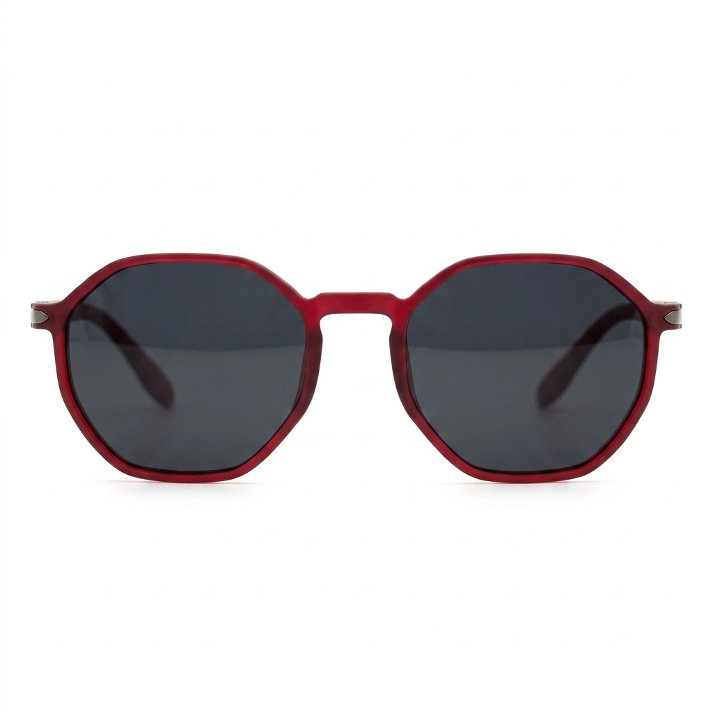 Santorini Matte Cherry — نظارات Looklight — Front View 0° — خلفية بيضاء