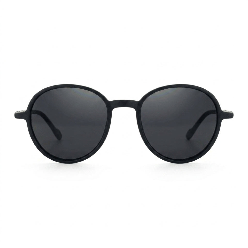 Runda Matte Black — نظارات Looklight — Front View 0° — خلفية بيضاء