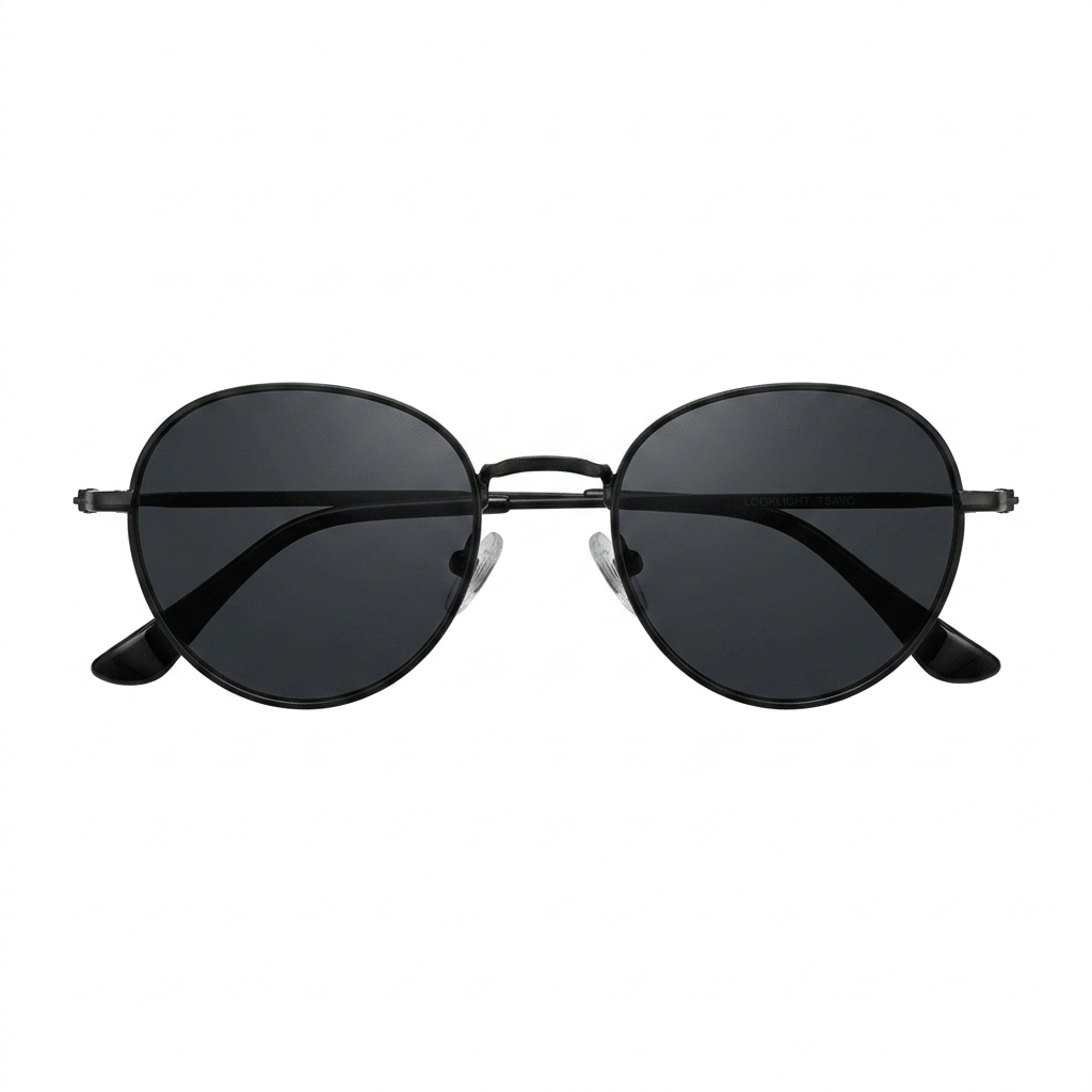 Tsavo Black — نظارات Looklight — Front View 0° — خلفية بيضاء