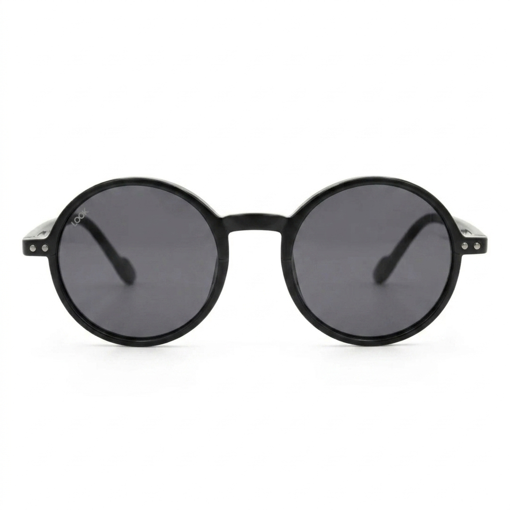 Leon Black — نظارات Looklight — Front View 0° — خلفية بيضاء