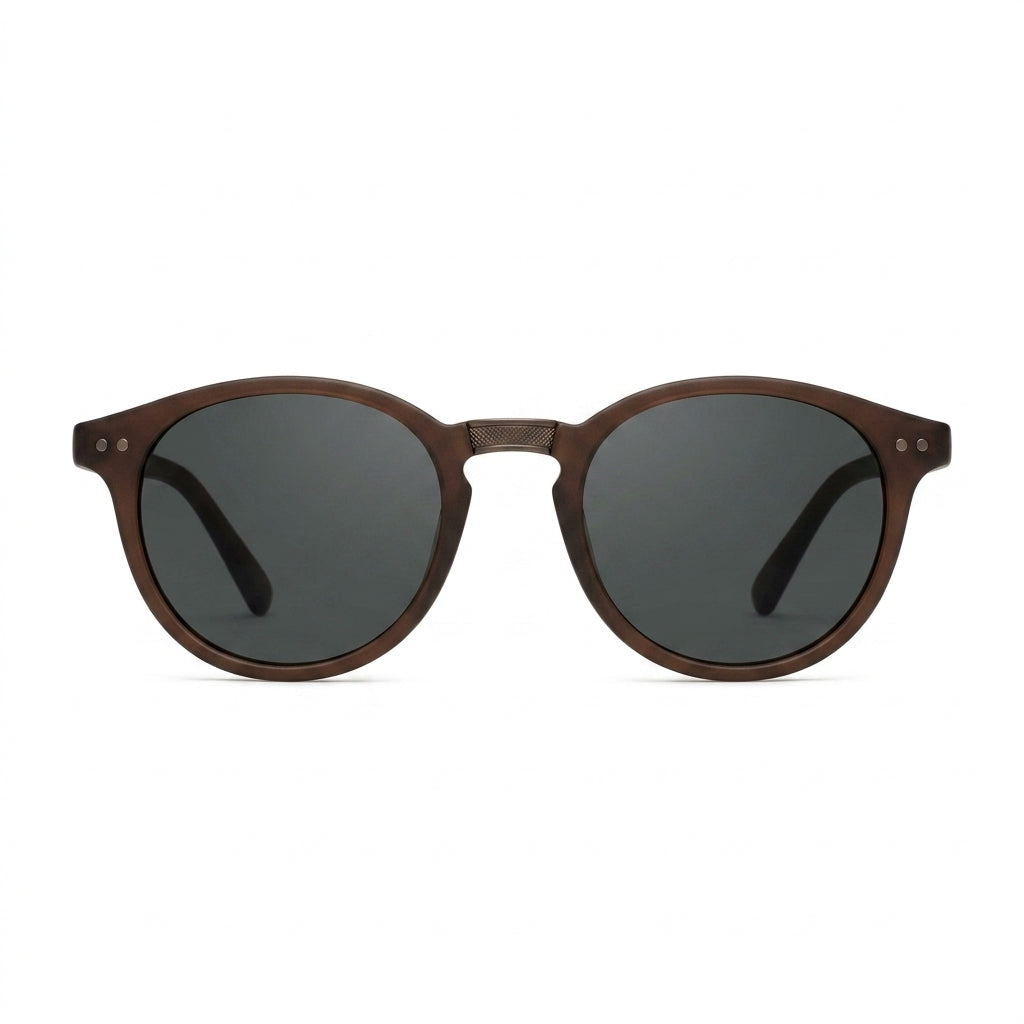 Leon Matte Chocolate — نظارات Looklight — Front View 0° — خلفية بيضاء