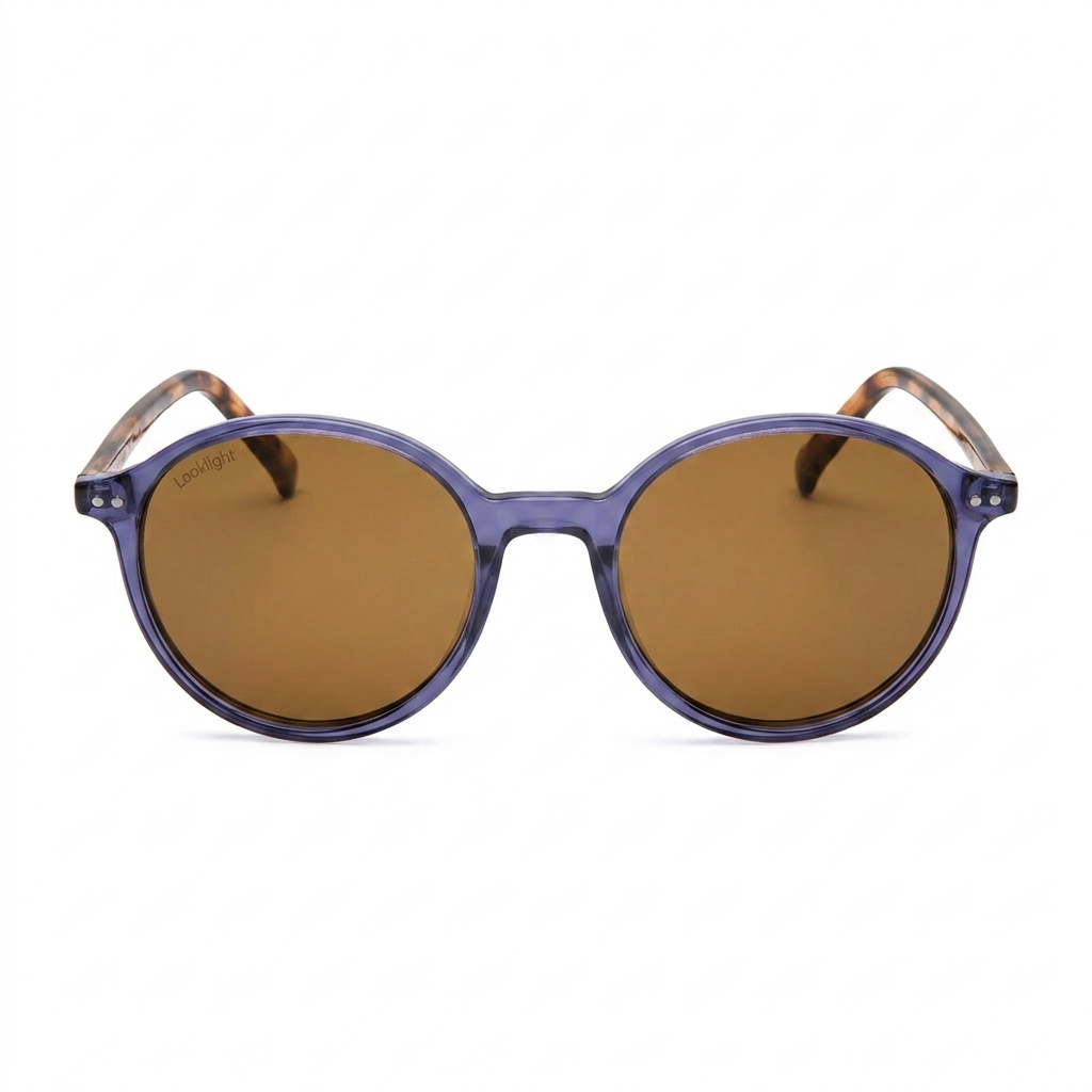 Ashton Indigo Amber — نظارات Looklight — Front View 0° — خلفية بيضاء — VTO Reference