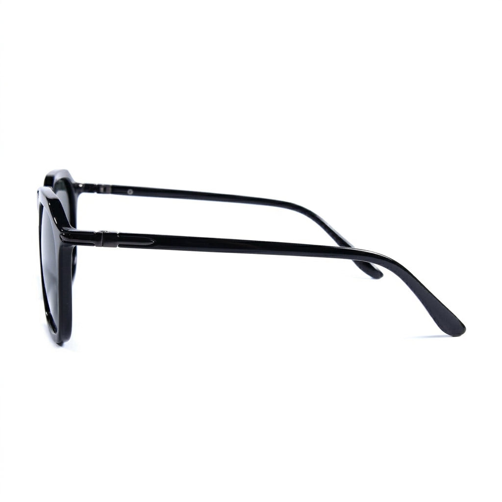 Francisco Black - Side Temple View - Looklight Sunglasses TR90 hexagonal frame