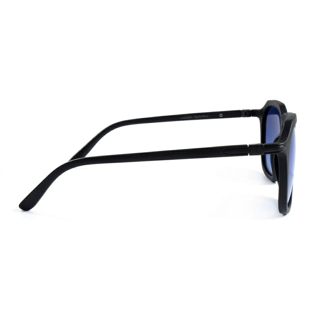Francisco Matte Black - Side Temple View - Looklight Sunglasses TR90 hexagonal frame