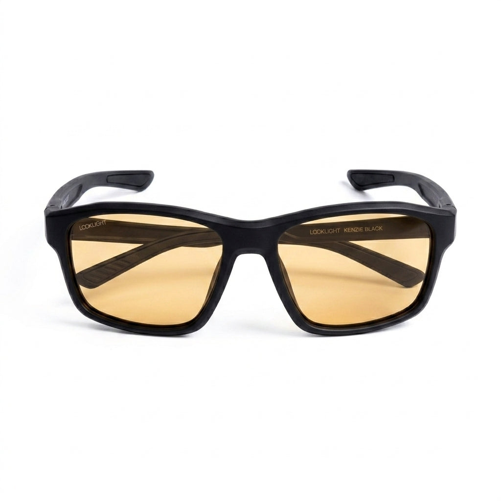 Kenzie Black - Front View - Looklight Sunglasses TR90 sporty rectangular frame