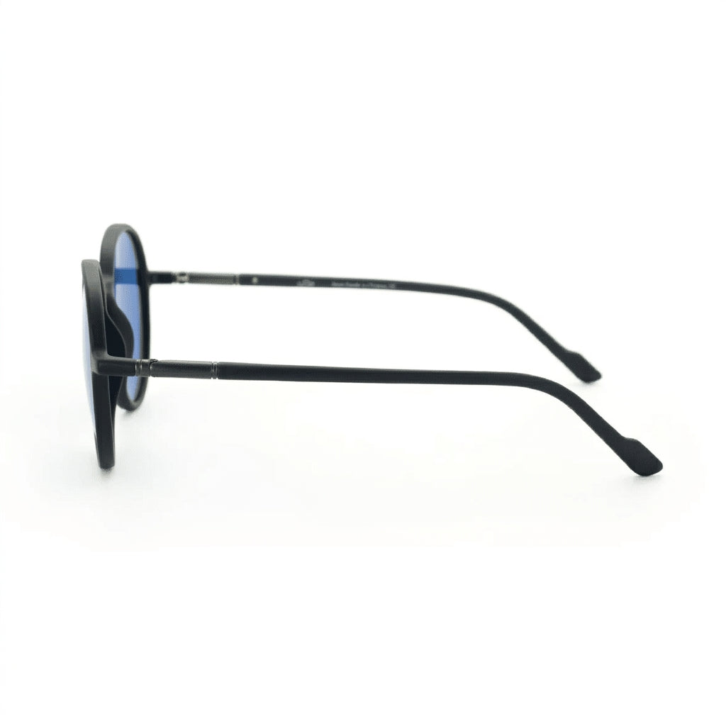 Runda Matte Black - Side Temple View - Looklight Sunglasses TR90 round circular frame
