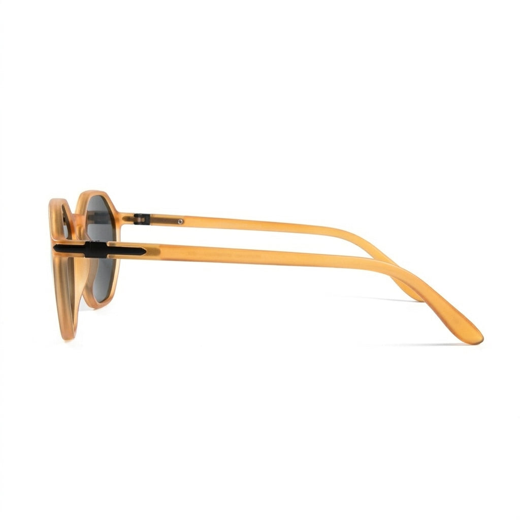 Santorini Matte Daisy - Side Temple View - Looklight Sunglasses TR90 hexagonal yellow frame