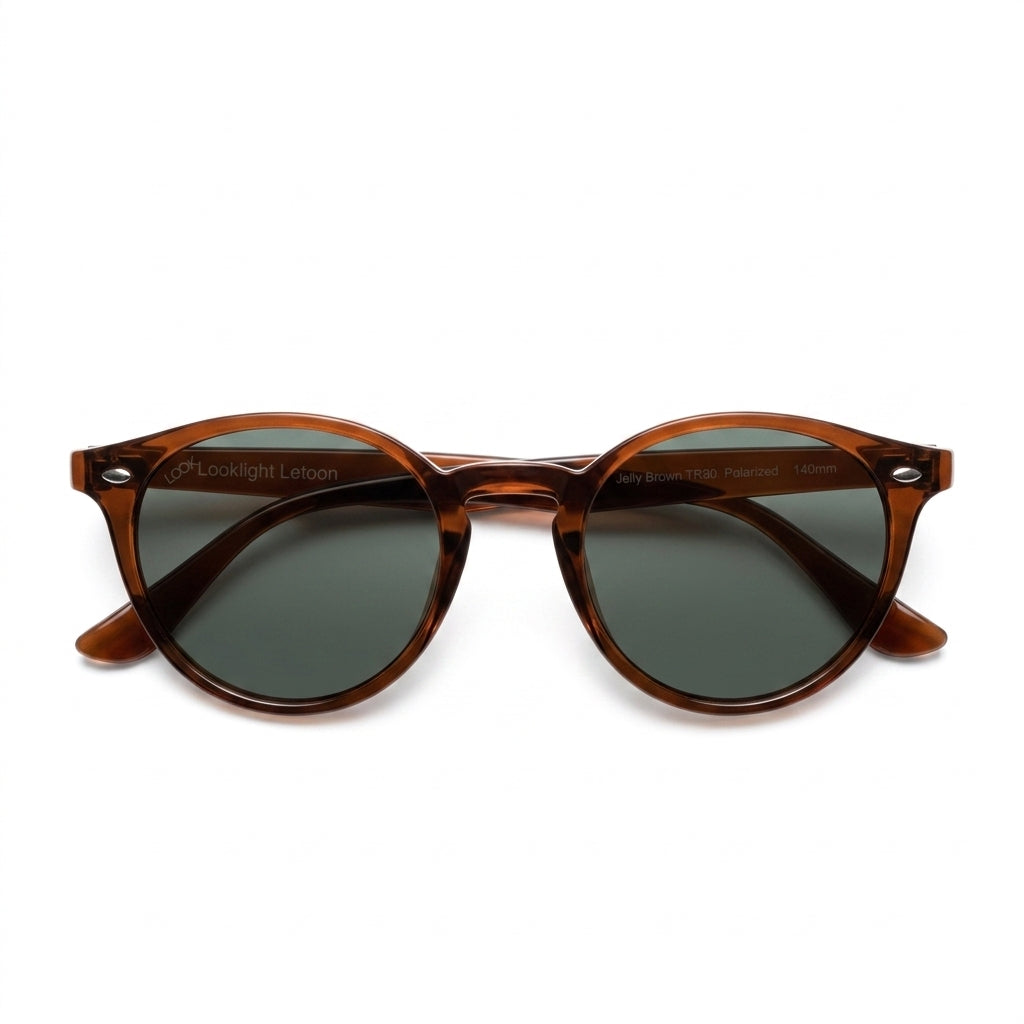 Letoon Jelly Brown - Front View - Looklight Sunglasses TR90 rectangular frame