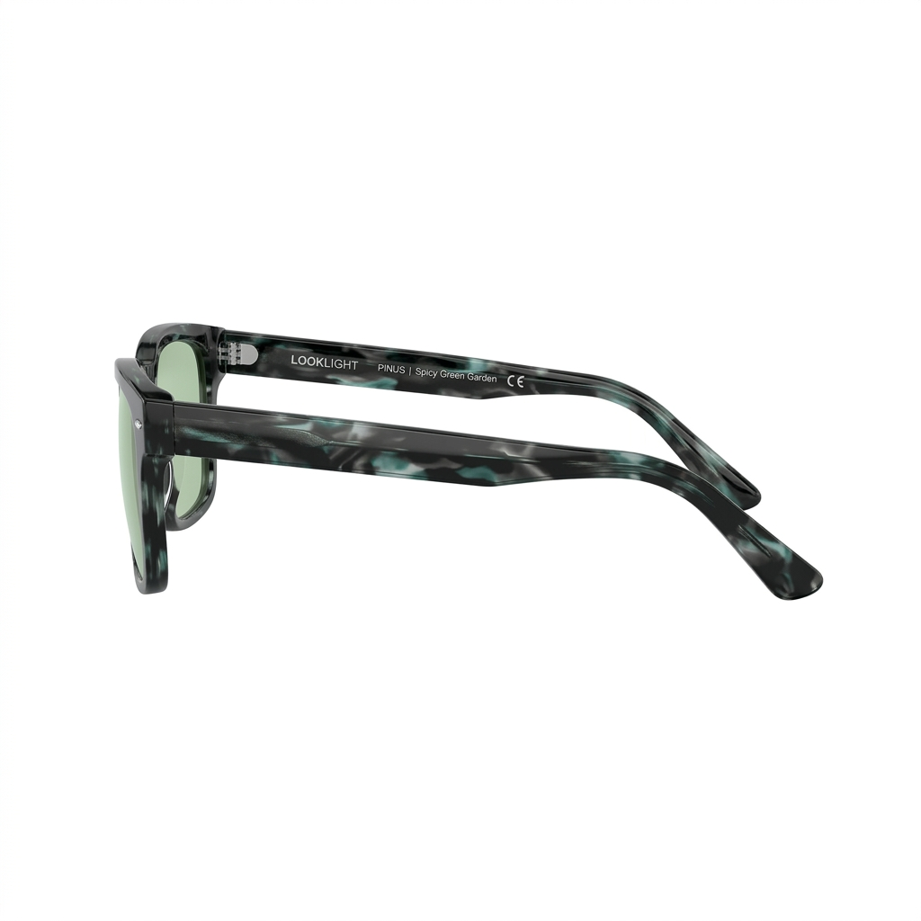 Pinus Spicy Greengarden - Side Temple View - Looklight Sunglasses Bio Acetate rectangular frame