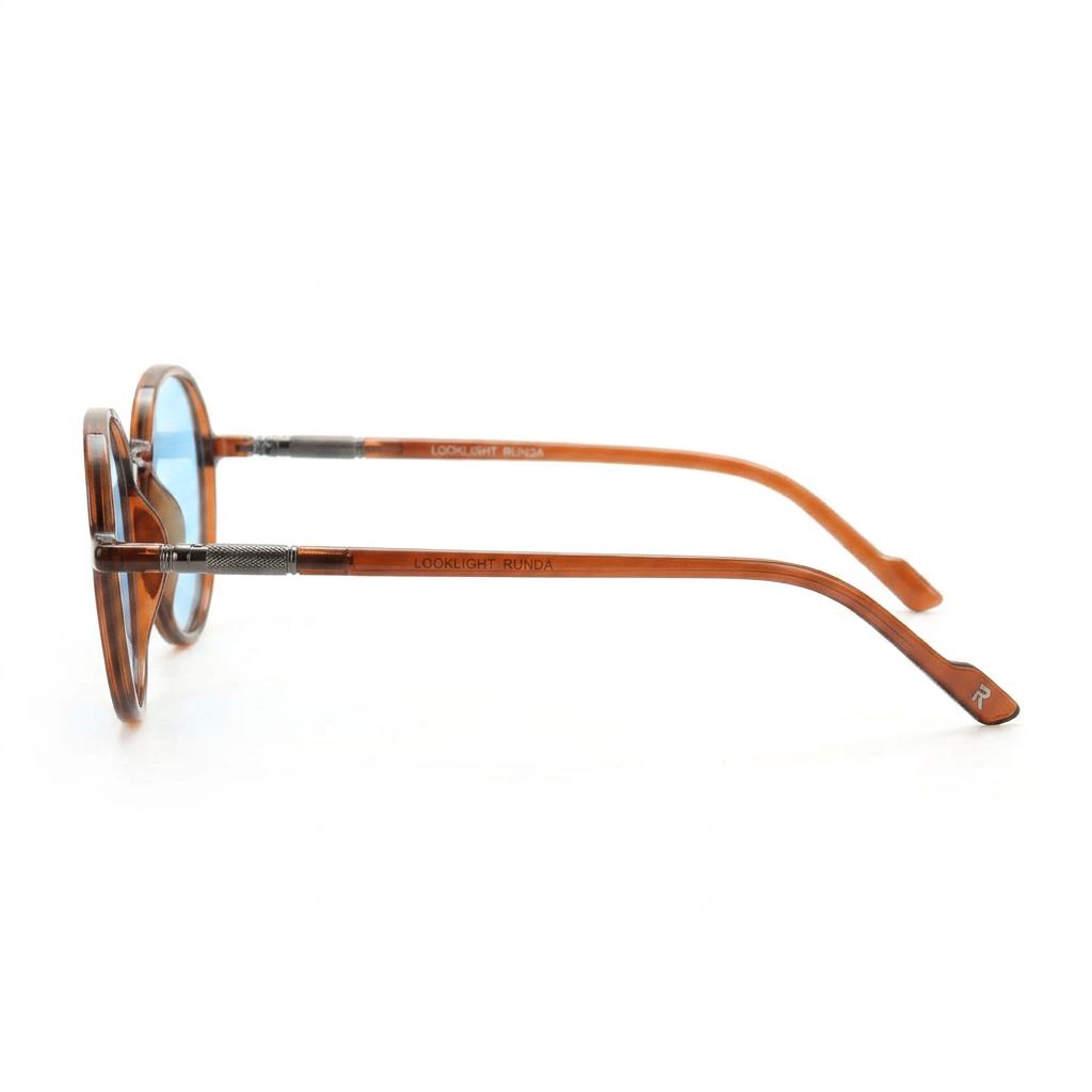 Runda Jelly Brown - Side Temple View - Looklight Sunglasses TR90 round circular frame