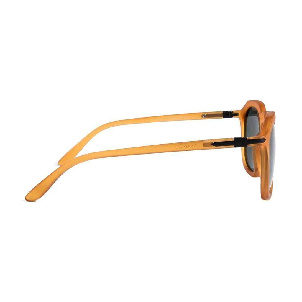 Francisco Matte Daisy - Side Temple View - Looklight Sunglasses TR90 hexagonal yellow frame