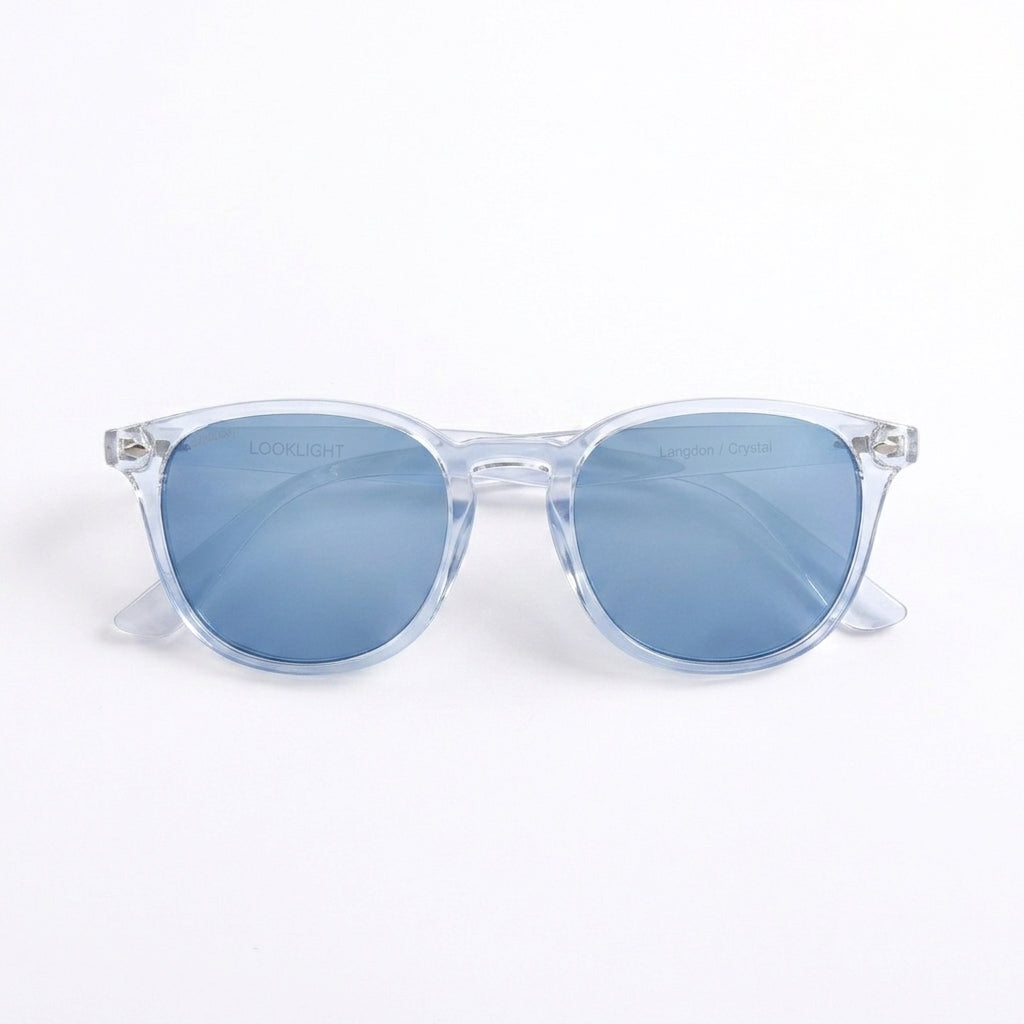 Langdon Crystal Blue - Front View - Looklight Sunglasses TR90 wide rectangular frame