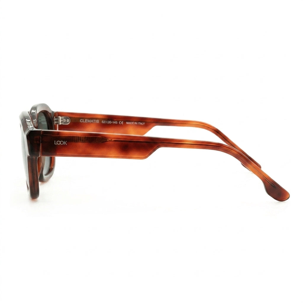 Clematis Jelly Brown - Side Temple View - Looklight Sunglasses Bio Acetate rectangular frame