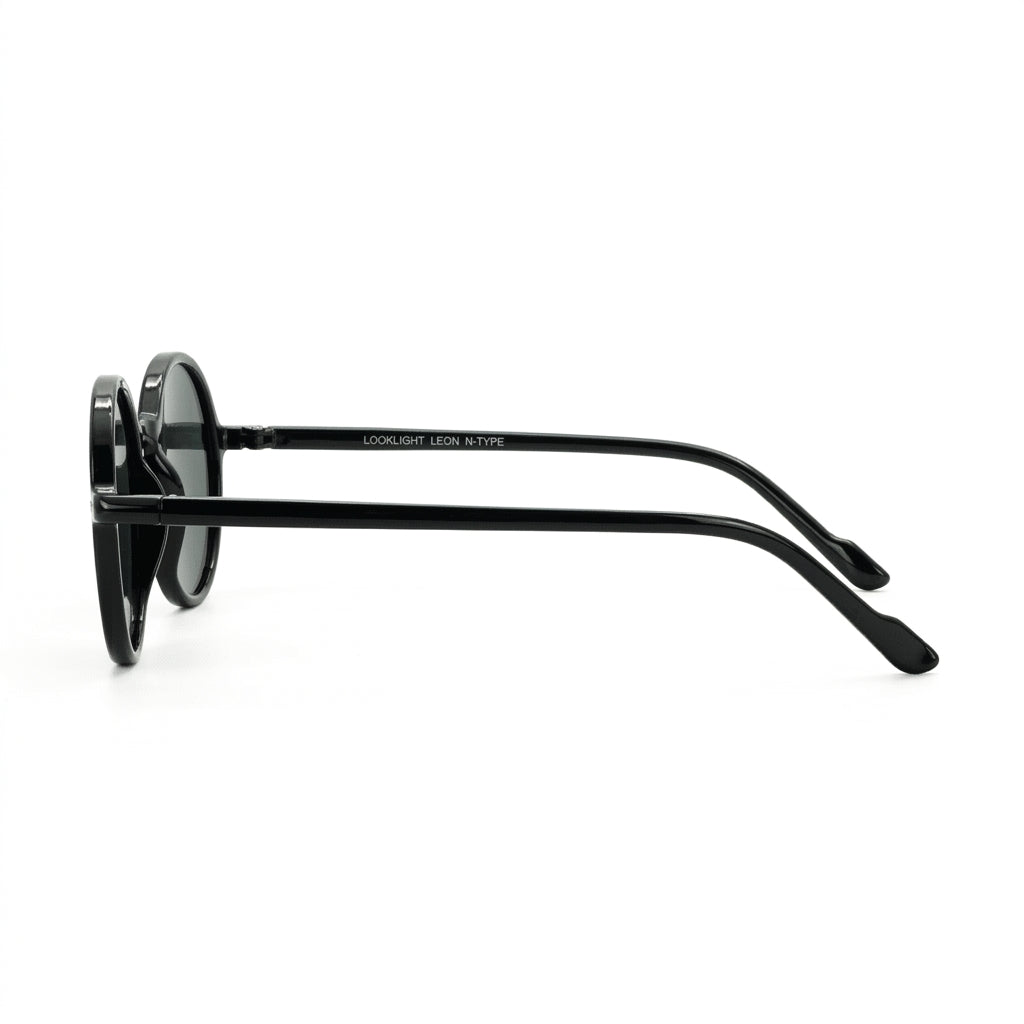 Leon N-Type Black - Side Temple View - Looklight Sunglasses TR90 aviator frame