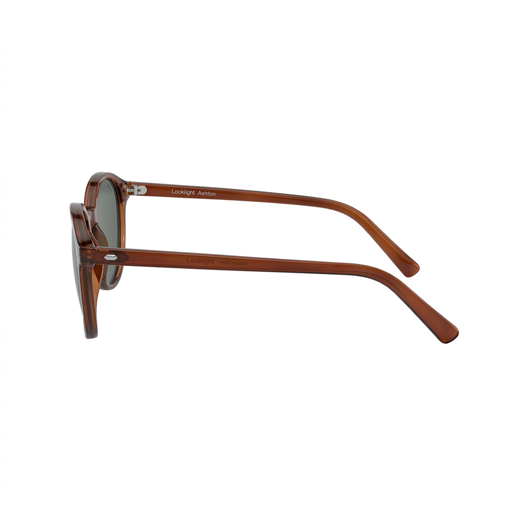 Ashton Jelly Brown - Side Temple View - Looklight Sunglasses TR90 wide rectangular frame