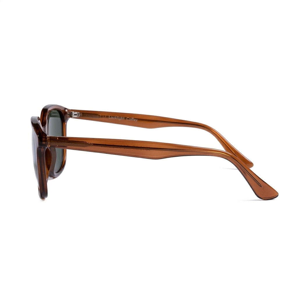 Coffey Jelly Brown - Side Temple View - Looklight Sunglasses TR90 slim rectangular frame
