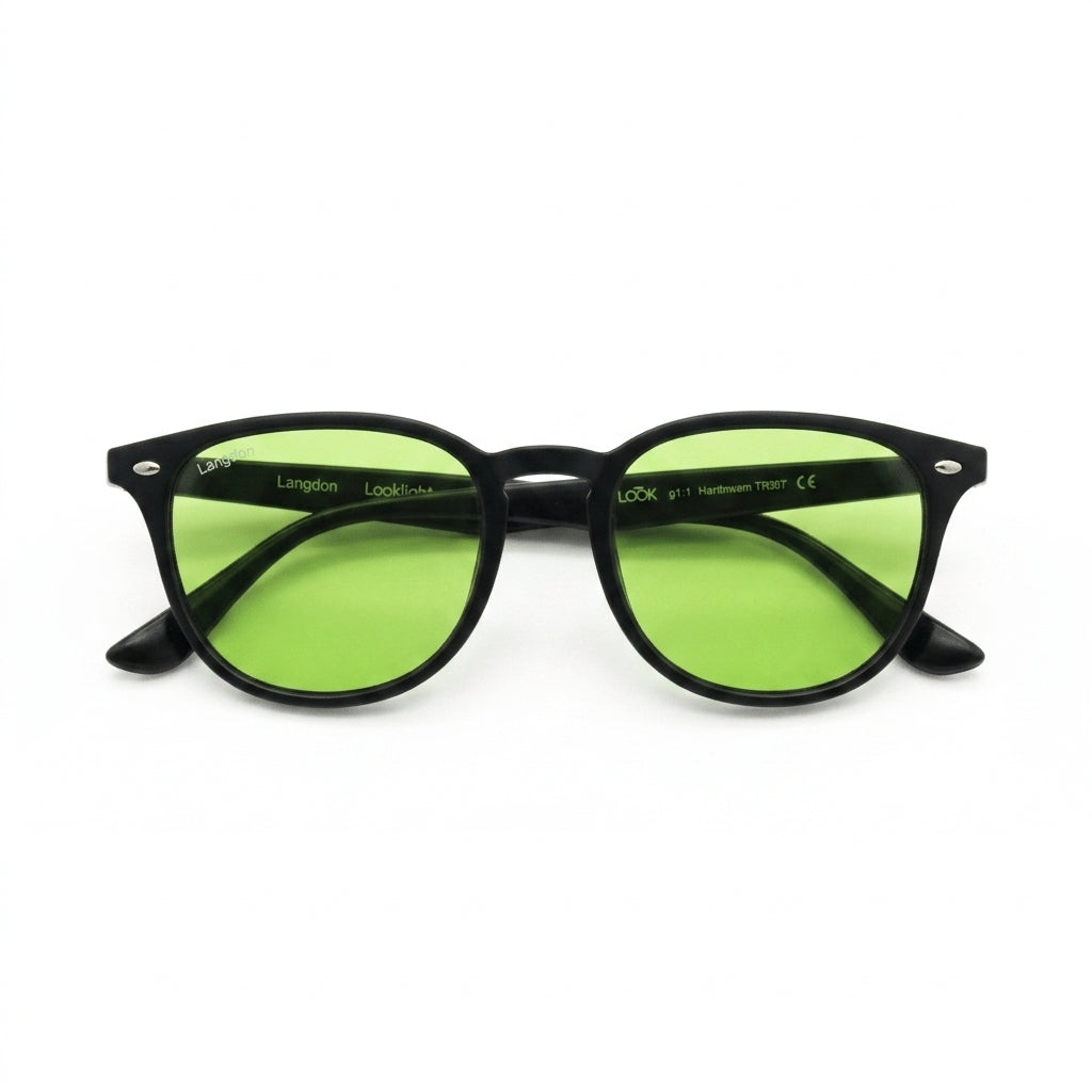 Langdon Black - Front View - Looklight Sunglasses TR90 wide rectangular black frame