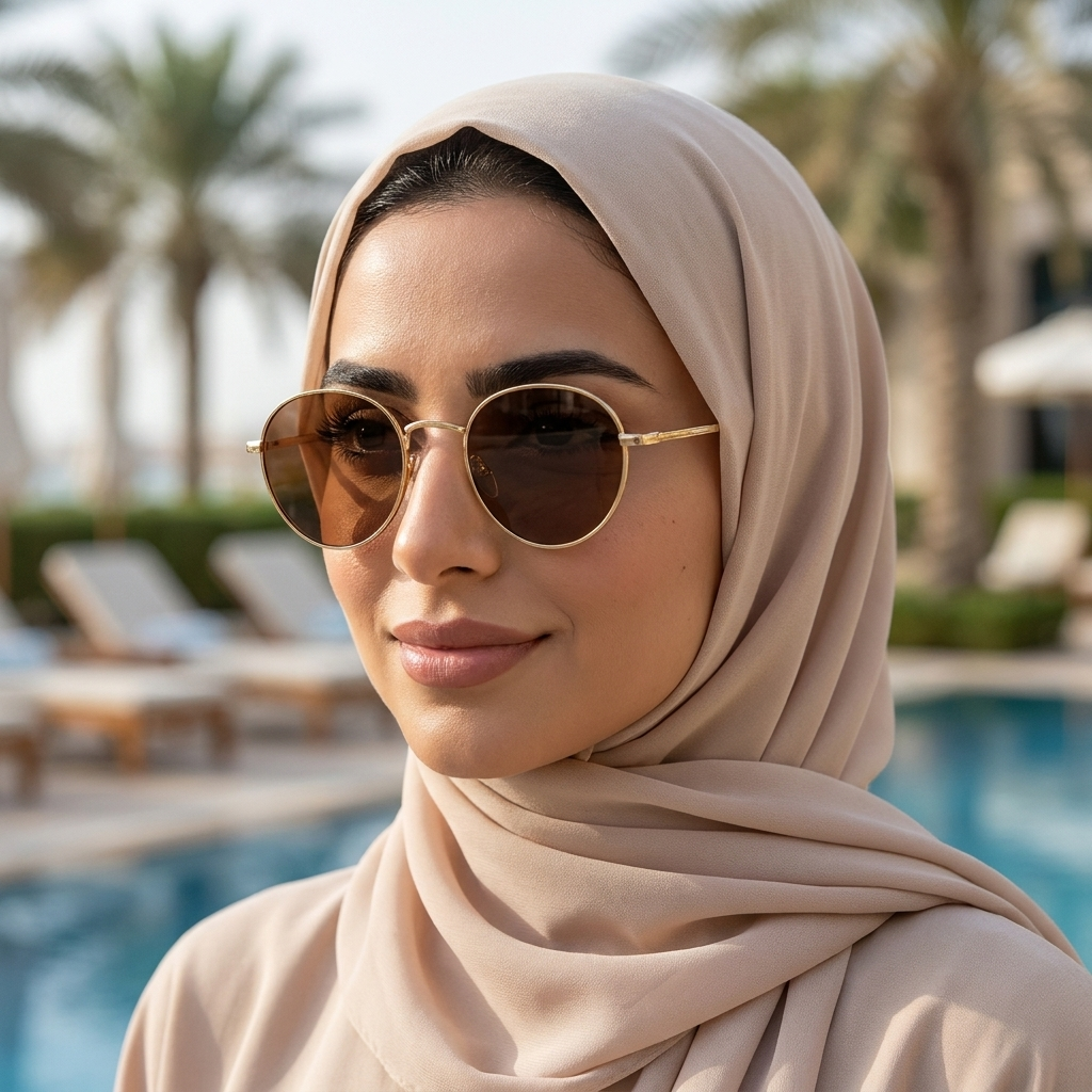موديل يلبس النظارة — لتوضيح المقاس على الوجه