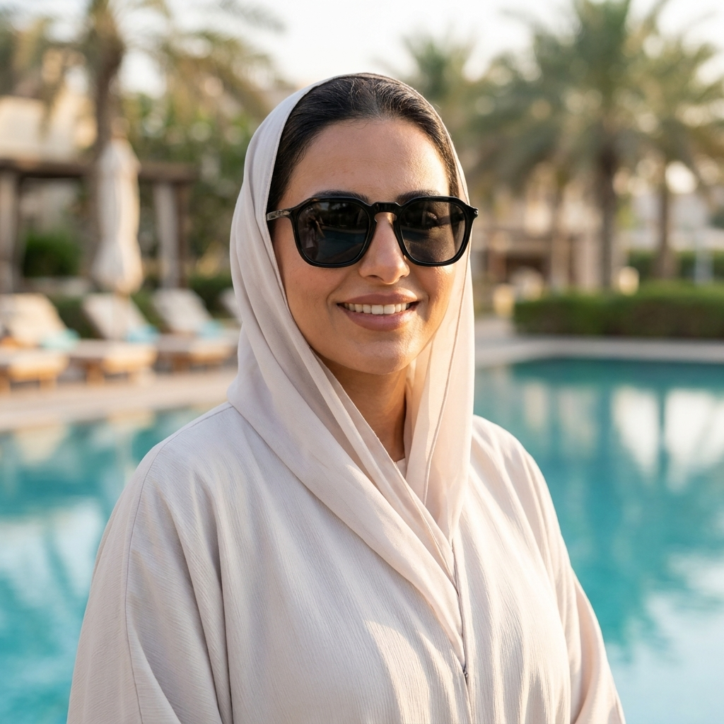 موديل يلبس النظارة — لتوضيح المقاس على الوجه