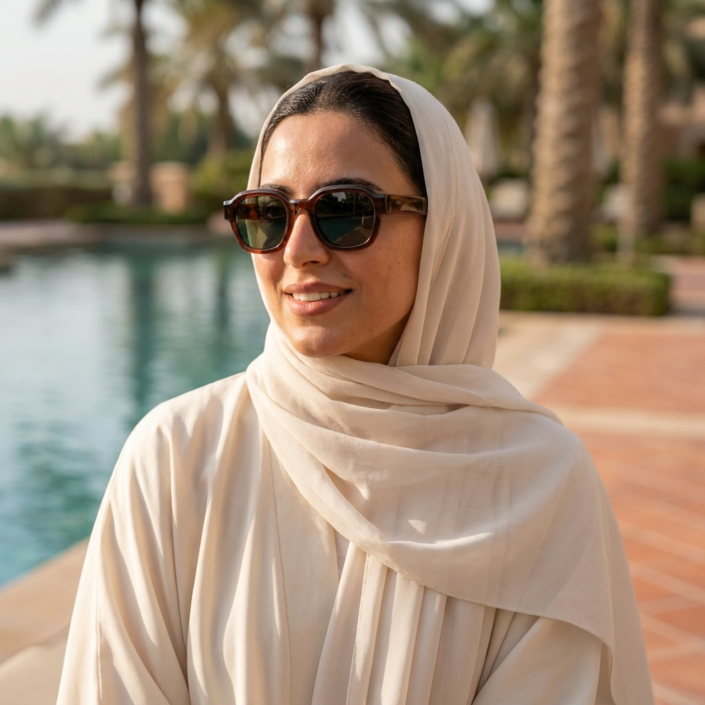 موديل يلبس النظارة — لتوضيح المقاس على الوجه