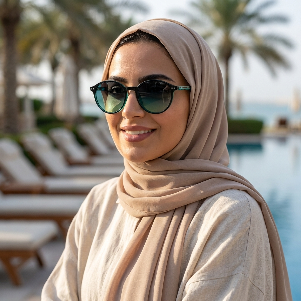 موديل يلبس النظارة — لتوضيح المقاس على الوجه